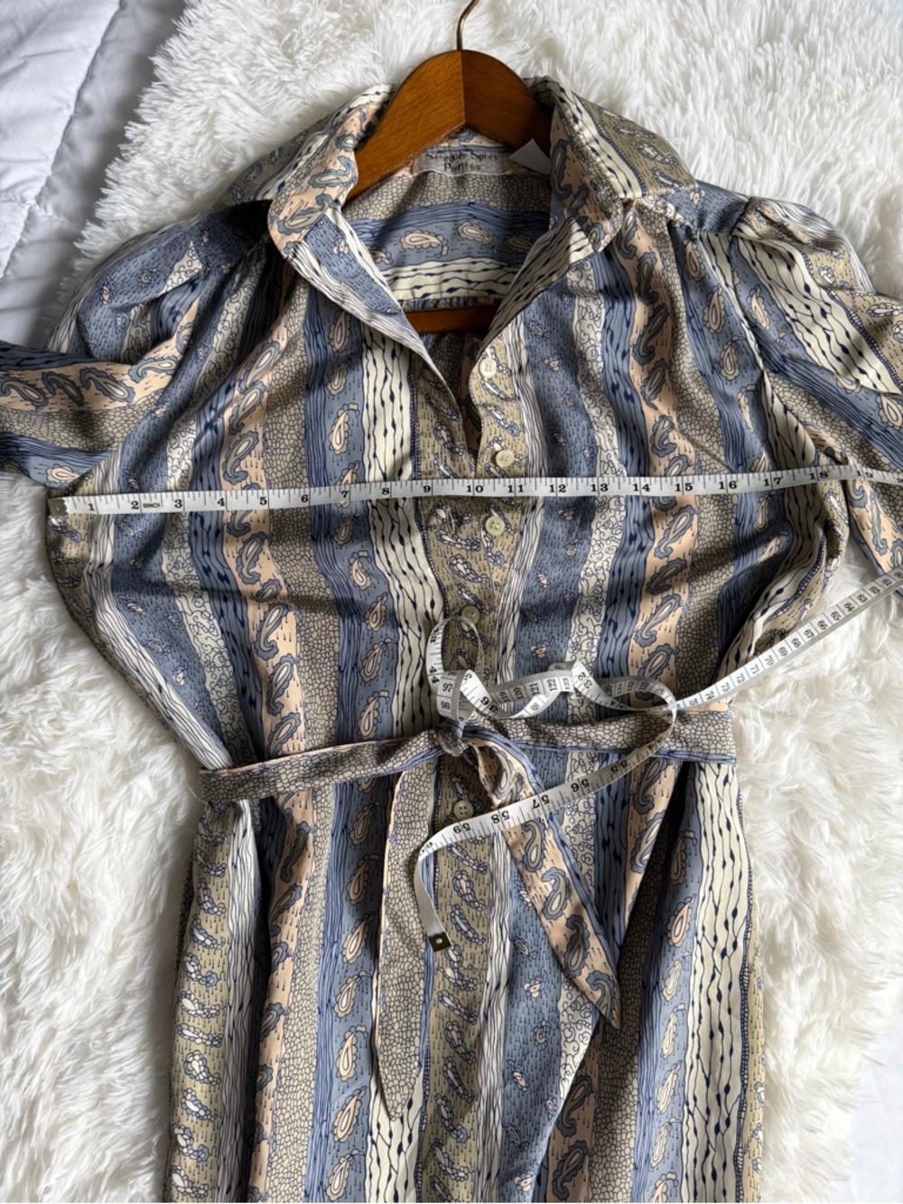 1970’s Schrader Sport Petite Dress Paisley Print Belt Pockets Collar Vintage - Picture 9 of 9